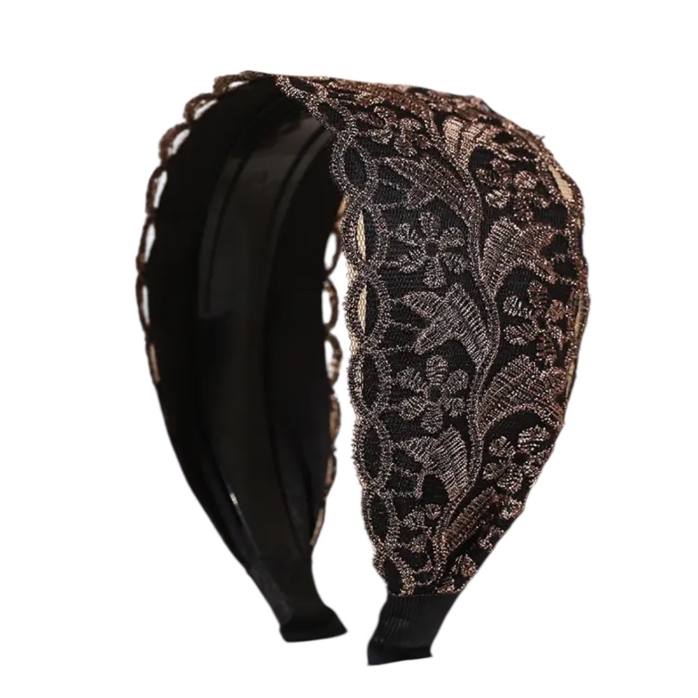 Gold Shimmering Lace Black Headband